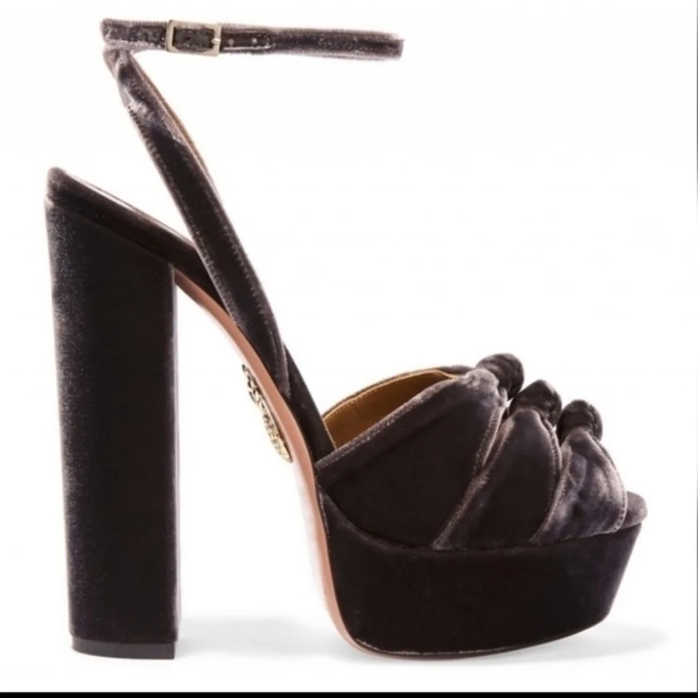 AQUAZZURA MIRA PLATFORM VELVET‎ SANDALS 8
